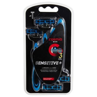 COSMIA MEN Rasoirs jetables sensitive+, 4 pièces