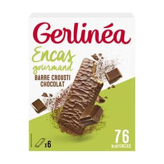 Gerlinéa 6 barres en-cas gourmand - Barres Crousti Chocolat, 102g