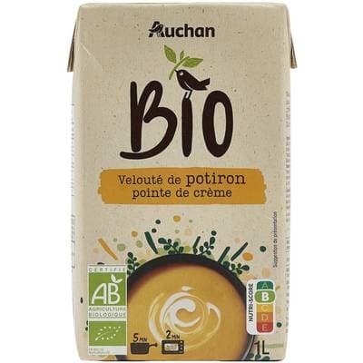 Auchan BIO Soupe velouté de potiron pointe de crème Bio, 1L