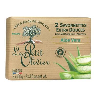 Le petit Olivier Savon Solide Corps Extra Doux Aloe Ver, 2 x 100g