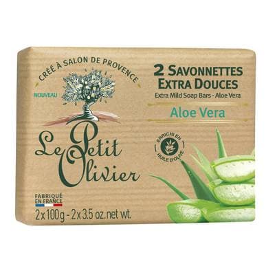Le petit Olivier Savon Solide Corps Extra Doux Aloe Ver, 2 x 100g