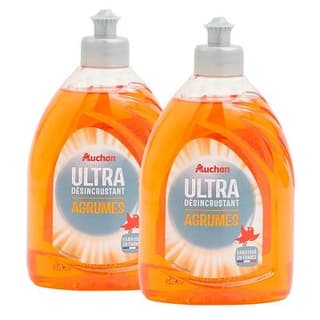 Auchan Liquide vaisselle désincrustant agrumes, Lot de 2x500ml