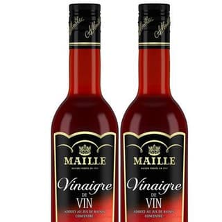 Maille Vinaigre de vin Rouge adouci au jus de raisin Grande Cuvée en bouteille, Lot de 2x50cl