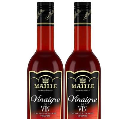 Maille Vinaigre de vin Rouge adouci au jus de raisin Grande Cuvée en bouteille, Lot de 2x50cl