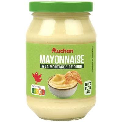 Auchan Mayonnaise à la moutarde de Dijon et oeufs plein air en bocal, 235g