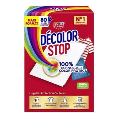 Decolor stop Lingettes anti décoloration Protection Couleurs, 80 lingettes