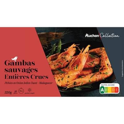 Auchan Collection Gambas sauvages entières crues, 320g