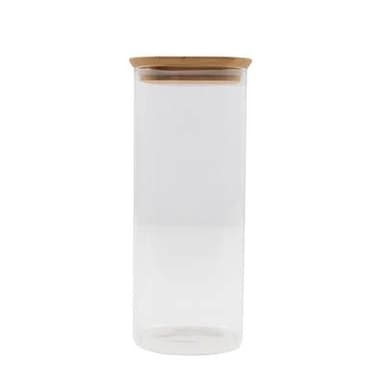 Point virgule Bocal en verre avec couvercle en bambou, 1,9L
