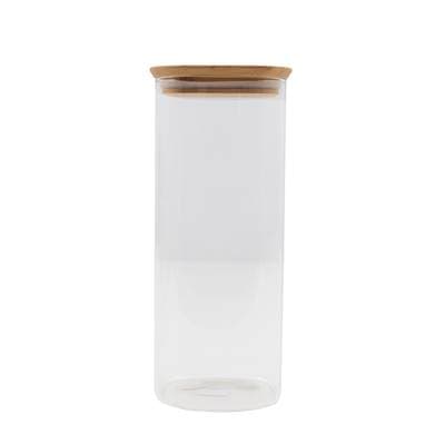 Point virgule Bocal en verre avec couvercle en bambou, 1,9L
