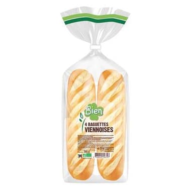 Bien Baguettes Viennoises Fendues Bio, 4x85g