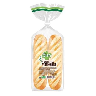 Bien Baguettes Viennoises Fendues Bio, 4x85g