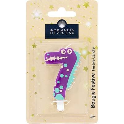 Ambiances Devineau Bougie chiffre 7 Crocodile, 1 bougie