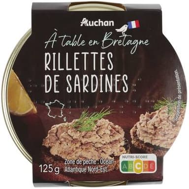 Auchan Terroir Rillettes de sardines préparées en Bretagne, 125g