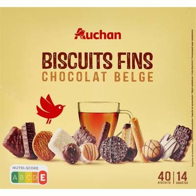 Auchan Assortiment de biscuits fins au chocolat belge, 375g