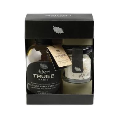 Artisan de la Truffe - Paris Coffret Huile d'olive à la truffe noire et mini sel de Guérande IGP à la truffe d'été