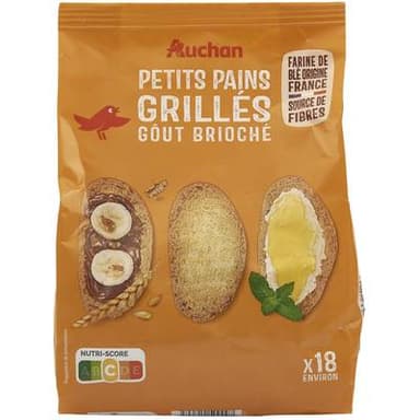 Auchan Petits pains grillés goût briochés, 225g
