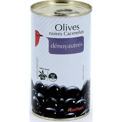 Auchan Olives noires Cacereñas dénoyautées, 150g