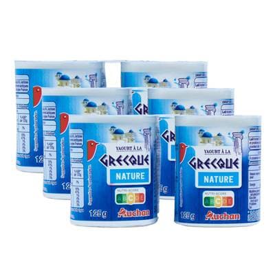 Auchan Yaourt à la grecque nature, Lot de 3 - 4x125g