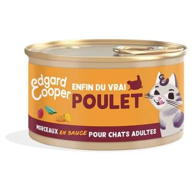 Edgard Cooper Boîte Morceaux en sauce Poulet sans céréales pour chat Adulte, 85g