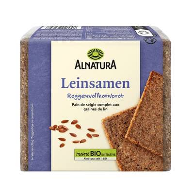 Alnatura Pain de seigle complet aux graines de lin bio, 500g