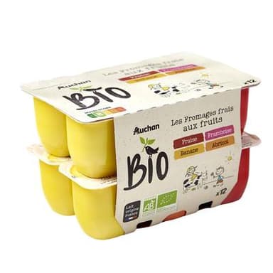 Auchan BIO Fromage frais Bio aux fruits, 12x50g