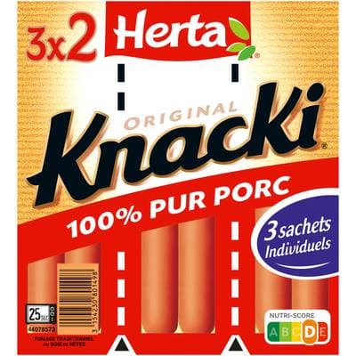Herta Knacki Originale Pur Porc, 6 saucisses - 210g
