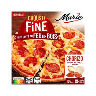 Marie Pizza chorizo cuite au feu de bois, 400g