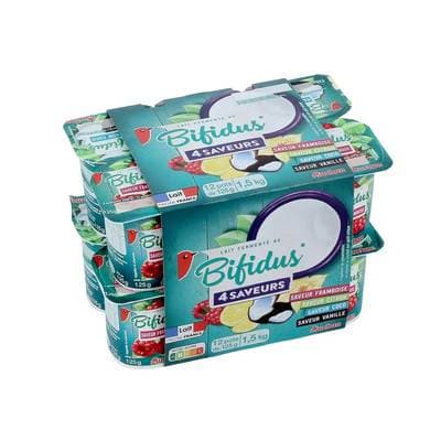 Auchan Yaourt au bifidus à la framboise, au citron, à la coco et à la vanille, 12x125g
