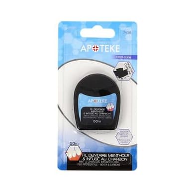 Apoteke Fil dentaire mentholé et infusé au charbon, 1 pièce