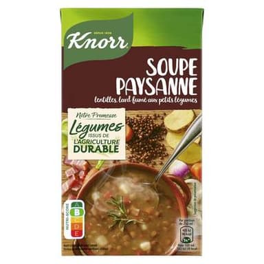 Knorr & La Potagère Soupe Paysanne- Lentilles, Lard fumé aux petits légumes, 1L