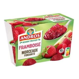 Andros Dessert fruitier avec morceaux framboise, 4x100g