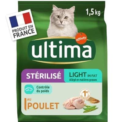 Affinity - Ultima Croquettes Poulet Allégées Contrôle du Poids pour Chat Stérilisé, 1,5kg
