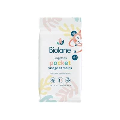 Biolane Lingettes visage et mains, 20 pièces