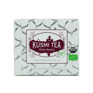 Kusmi Tea Thé white berries bio - Etui 20 sachets mousseline, 20 sachets