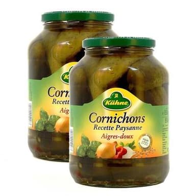 Kühne Cornichons aigre-doux recette paysanne, Lot de 2x850g