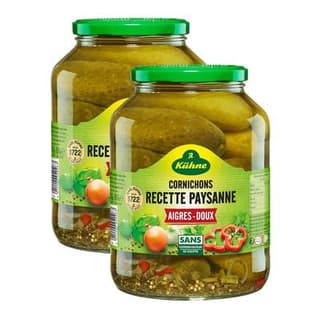 Kühne Cornichons aigre-doux recette paysanne, Lot de 2x850g