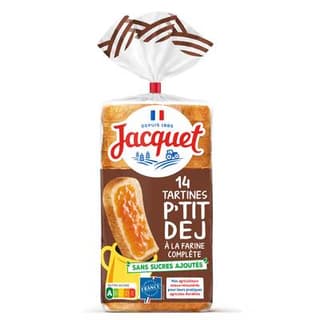 Jacquet Pain de Mie Complet Tartine P'tit Dej, 14 tranches - 410g