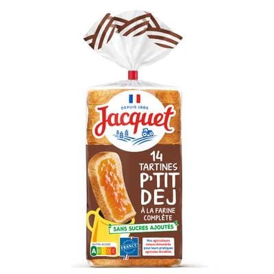 Jacquet Pain de Mie Complet Tartine P'tit Dej, 14 tranches - 410g