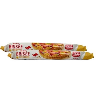 Auchan Pâte Brisée Pur Beurre Sans Additif, Lot de 2x230g