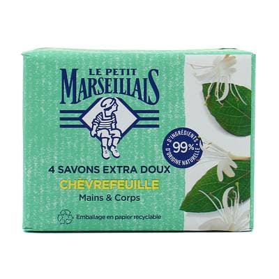 Le Petit Marseillais Savon Extra Doux au Chèvrefeuille, 4 x 100GG