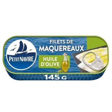 Petit Navire Filets de Maquereaux Huile d'Olive Vierge Extra, 145g