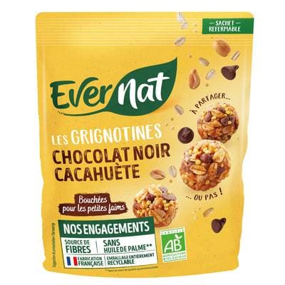 Evernat Grignotine chocolat noir cacahuète Bio, 120g