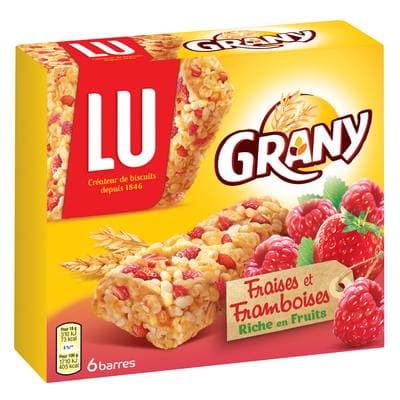 Grany Barres Céréales Fraises Framboises, 6 barres