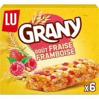 Grany Barres Céréales Fraises Framboises, 6 barres