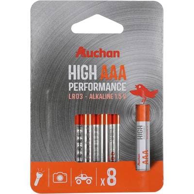Auchan 8 piles LR03 / AAA alcaline haute performance, 8  piles