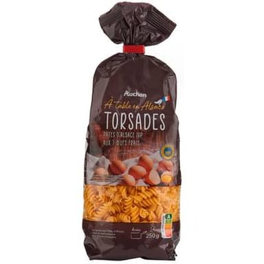 Auchan Terroir Pâtes Torsades d'Alsace aux oeufs frais blé français IGP, 250g