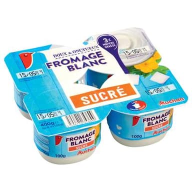 Auchan Fromage blanc sucré 3%mg, 4x100g