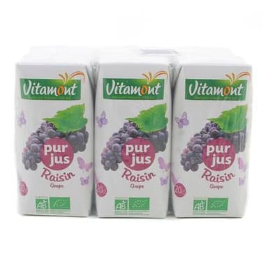 Vitamont Briquette Pur Jus Raisin Bio, 6x20cl