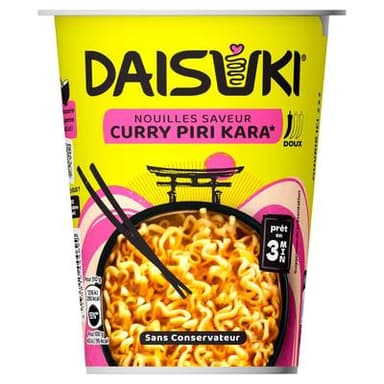 Daisuki Nouilles Instantanées Curry Piri Kara en cup, 60g