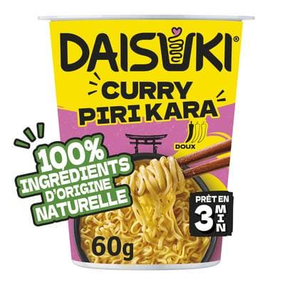 Daisuki Nouilles Instantanées Curry Piri Kara Ramen en cup, 60g